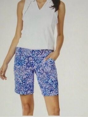 Lilly Pulitzer Blue and Pink Floral Bermuda Shorts